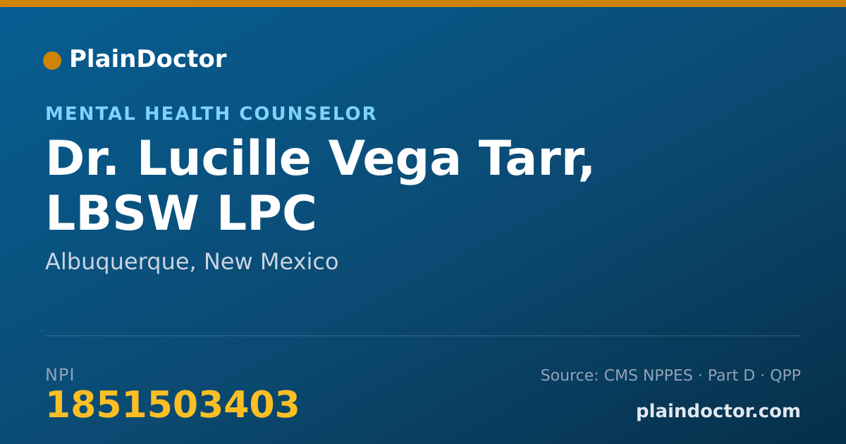 Shareable card for Lucille Vega Tarr, LBSW LPC - Mental Health Counselor, Albuquerque, NM