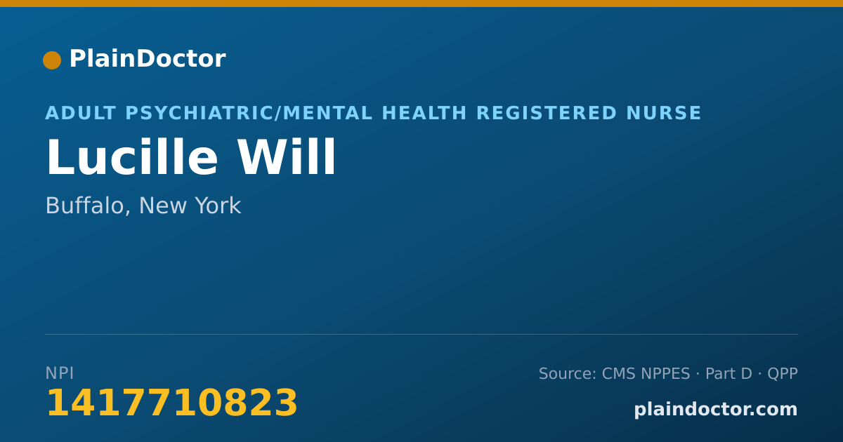 Shareable card for Lucille Will - Adult Psychiatric/Mental Health Registered Nurse, Buffalo, NY