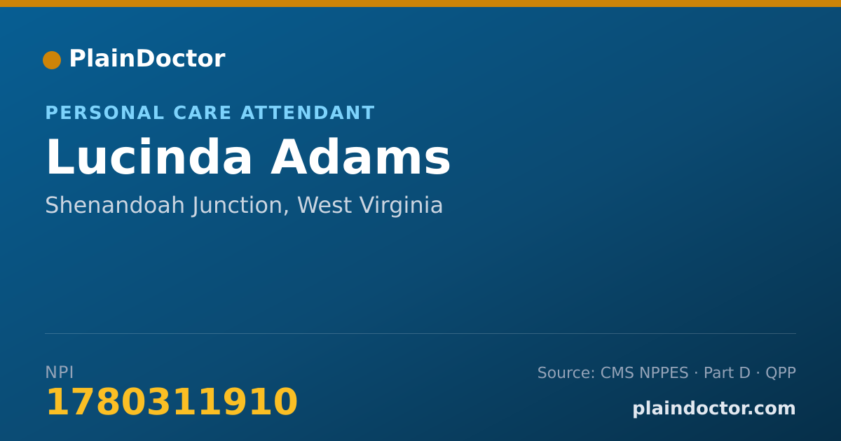Shareable card for Lucinda Adams - Personal Care Attendant, Shenandoah Junction, WV