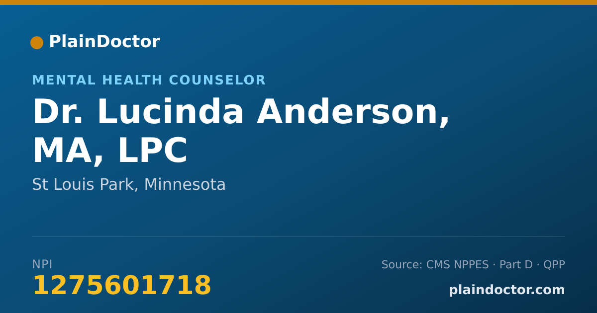 Shareable card for Lucinda Anderson, MA, LPC - Mental Health Counselor, St Louis Park, MN