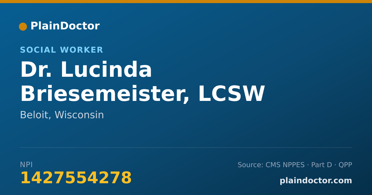 Shareable card for Lucinda Briesemeister, LCSW - Social Worker, Beloit, WI