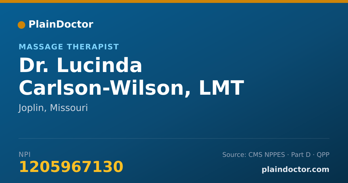 Shareable card for Lucinda Carlson-Wilson, LMT - Massage Therapist, Joplin, MO