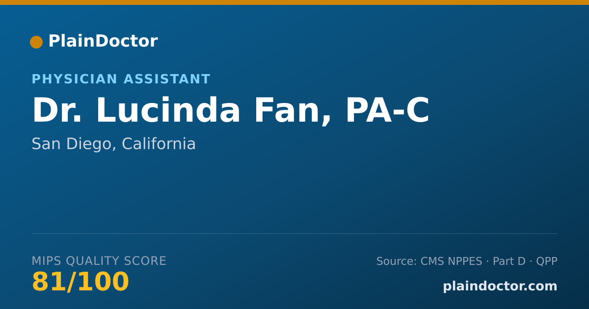 Shareable card for Lucinda Fan, PA-C - Physician Assistant, San Diego, CA