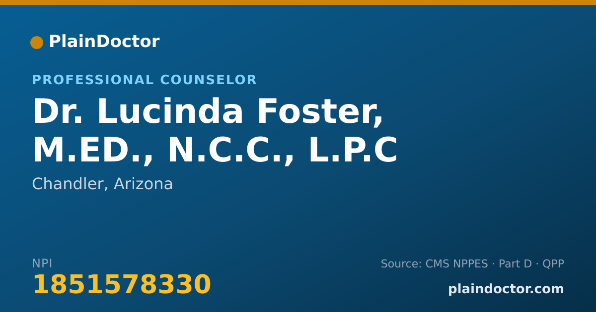 Shareable card for Lucinda Foster, M.ED., N.C.C., L.P.C - Professional Counselor, Chandler, AZ