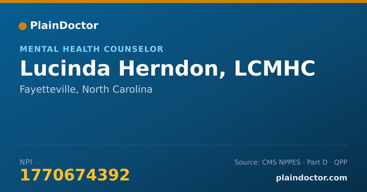 Shareable card for Lucinda Herndon, LCMHC - Mental Health Counselor, Fayetteville, NC