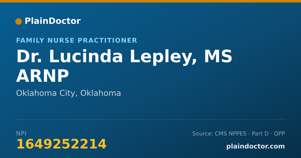 Shareable card for Lucinda Lepley, MS ARNP - Family Nurse Practitioner, Oklahoma City, OK