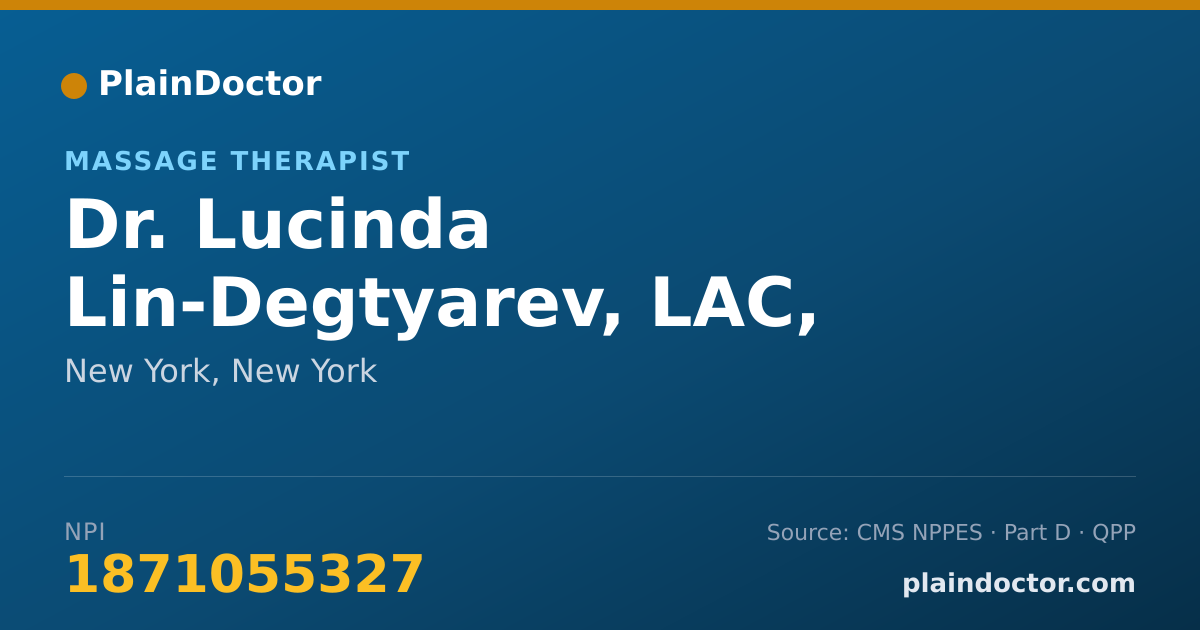 Shareable card for Lucinda Lin-Degtyarev, LAC, LMT - Massage Therapist, New York, NY