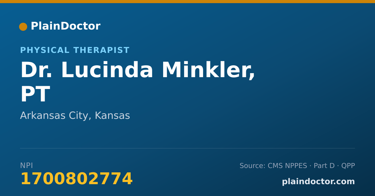 Shareable card for Lucinda Minkler, PT - Physical Therapist, Arkansas City, KS