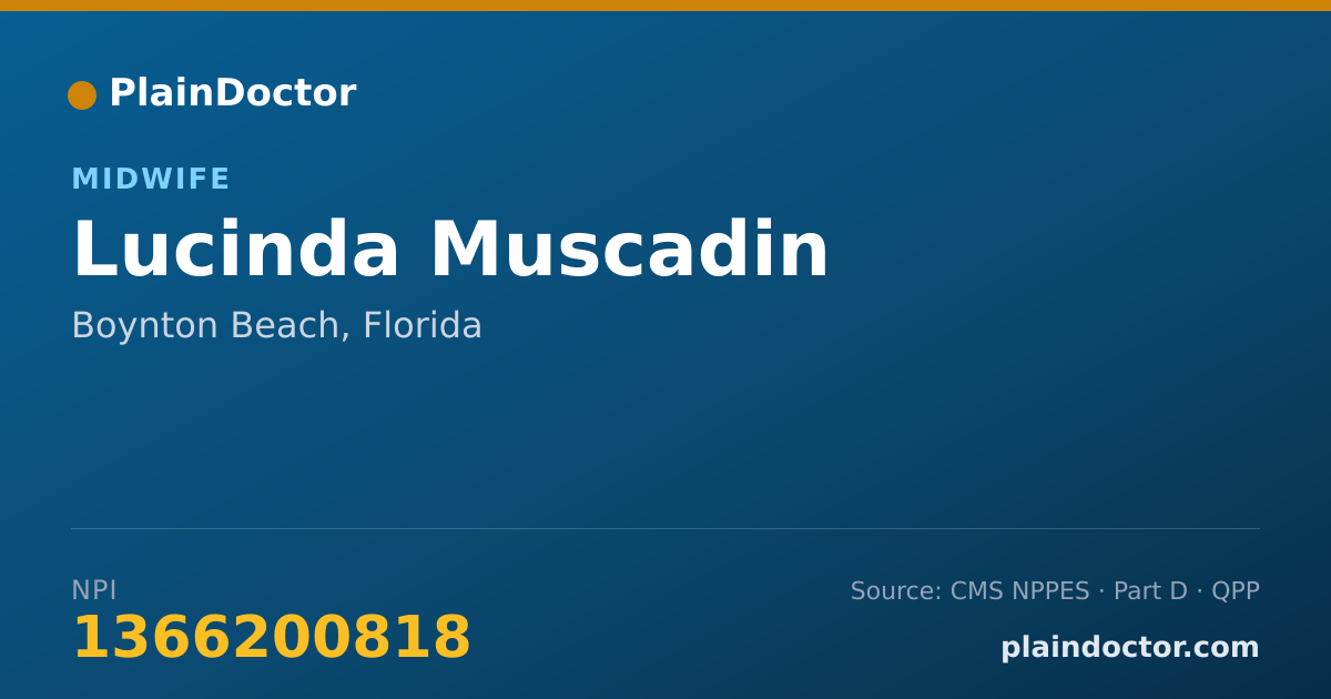 Shareable card for Lucinda Muscadin - Midwife, Boynton Beach, FL