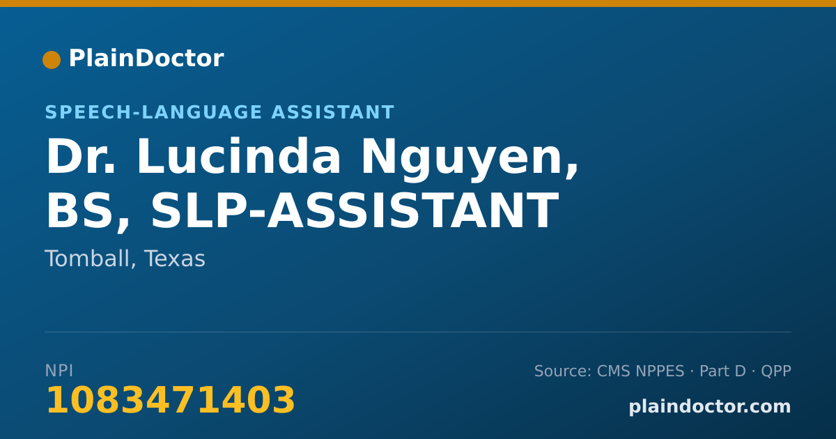 Shareable card for Lucinda Nguyen, BS, SLP-ASSISTANT - Speech-Language Assistant, Tomball, TX