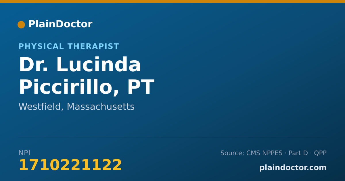 Shareable card for Lucinda Piccirillo, PT - Physical Therapist, Westfield, MA