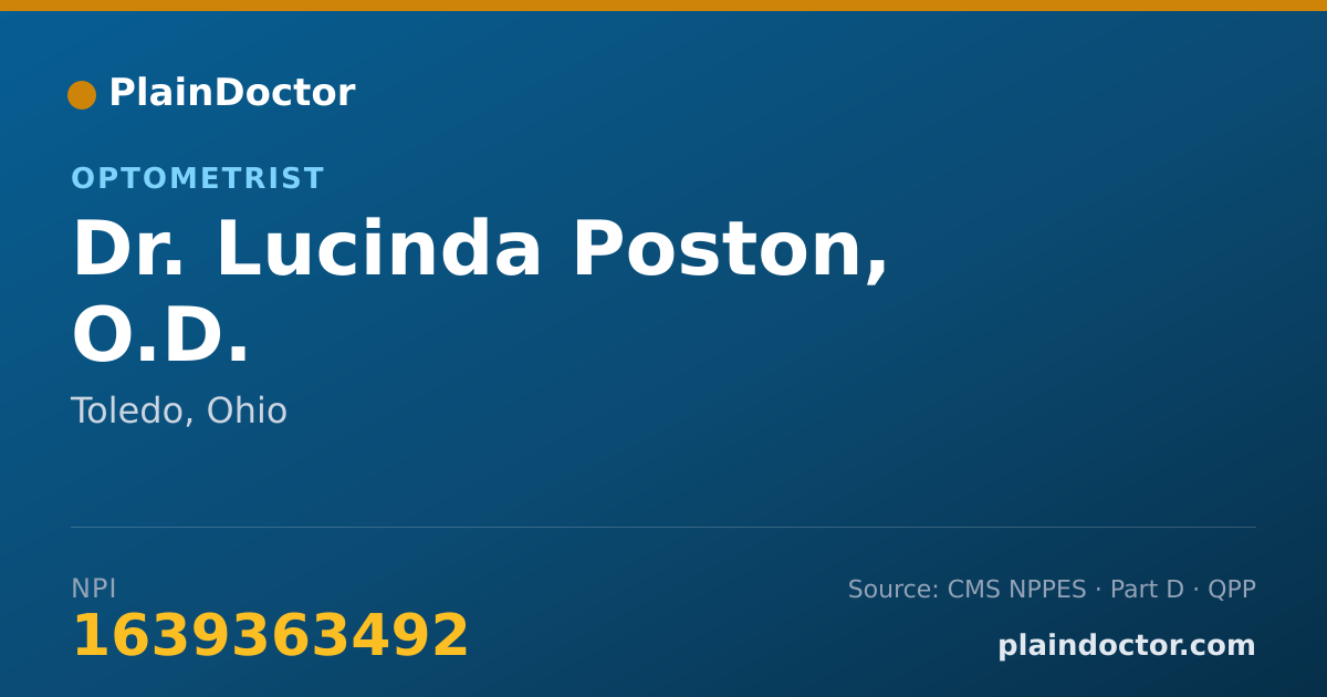 Shareable card for Lucinda Poston, O.D. - Optometrist, Toledo, OH