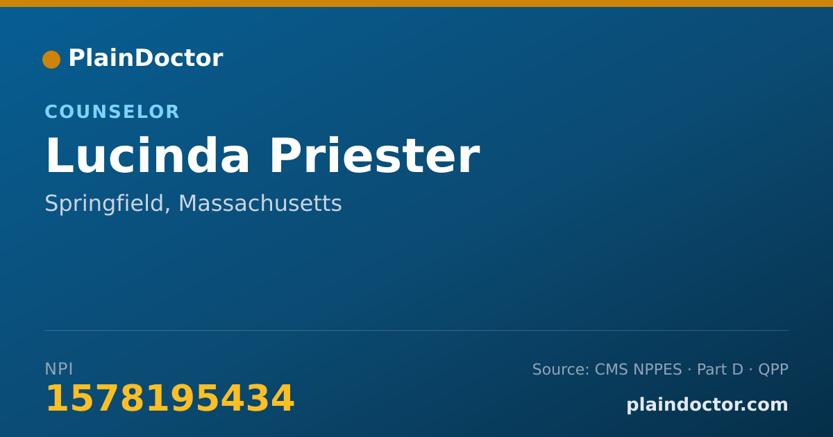 Shareable card for Lucinda Priester - Counselor, Springfield, MA
