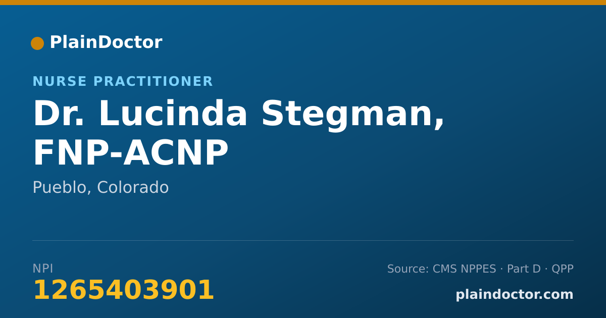 Shareable card for Lucinda Stegman, FNP-ACNP - Nurse Practitioner, Pueblo, CO