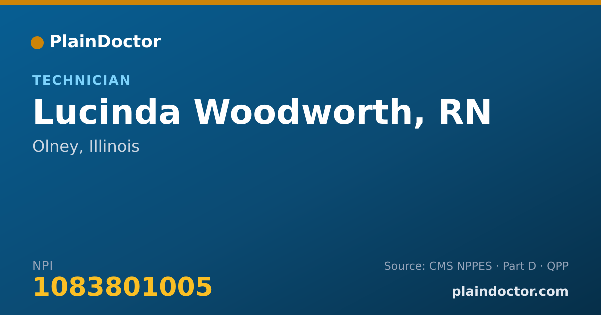 Shareable card for Lucinda Woodworth, RN - Technician, Olney, IL