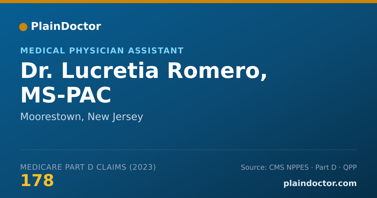 Shareable card for Lucretia Romero, MS-PAC - Medical Physician Assistant, Moorestown, NJ