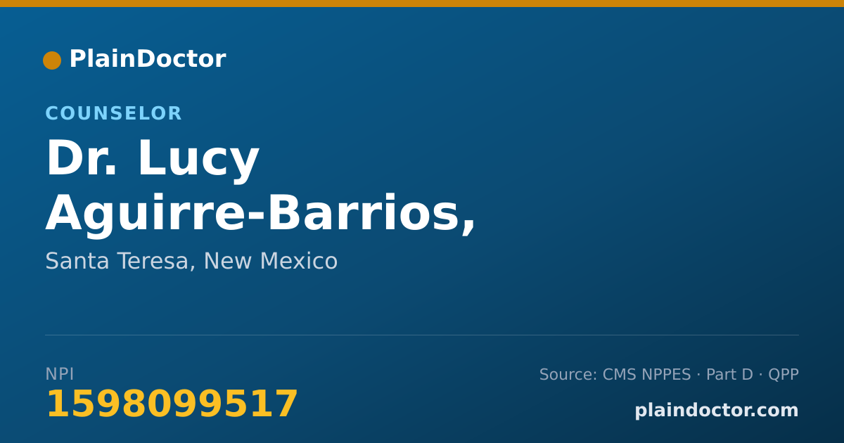 Shareable card for Lucy Aguirre-Barrios, L.P.C. - Counselor, Santa Teresa, NM
