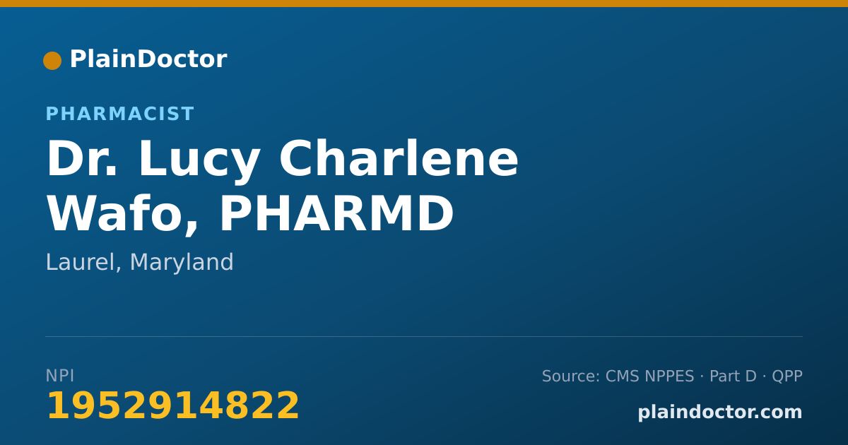 Shareable card for Lucy Charlene Wafo, PHARMD - Pharmacist, Laurel, MD