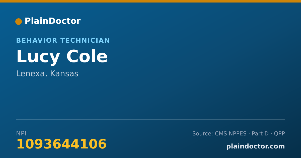 Shareable card for Lucy Cole - Behavior Technician, Lenexa, KS