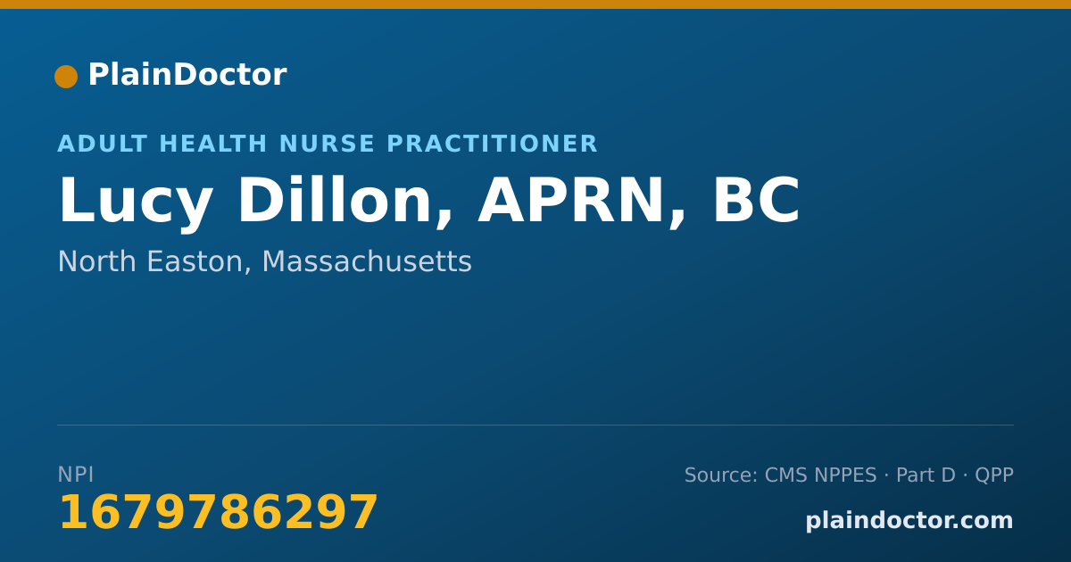 Shareable card for Lucy Dillon, APRN, BC - Adult Health Nurse Practitioner, North Easton, MA