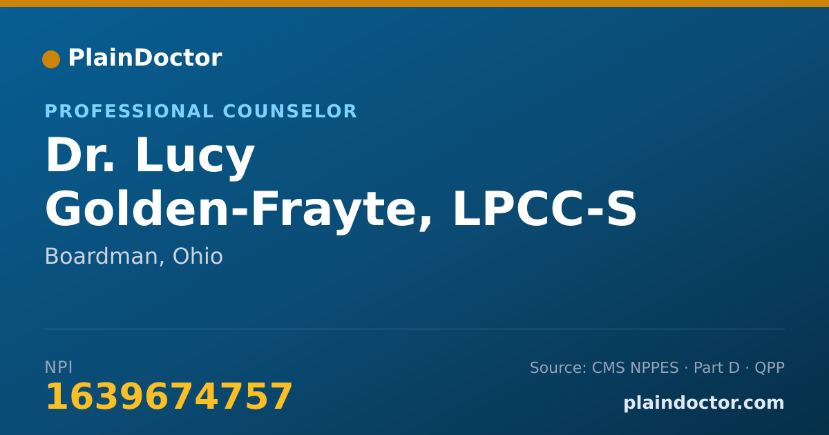 Shareable card for Lucy Golden-Frayte, LPCC-S - Professional Counselor, Boardman, OH