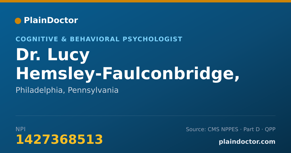 Shareable card for Lucy Hemsley-Faulconbridge, PHD - Cognitive & Behavioral Psychologist, Philadelphia, PA