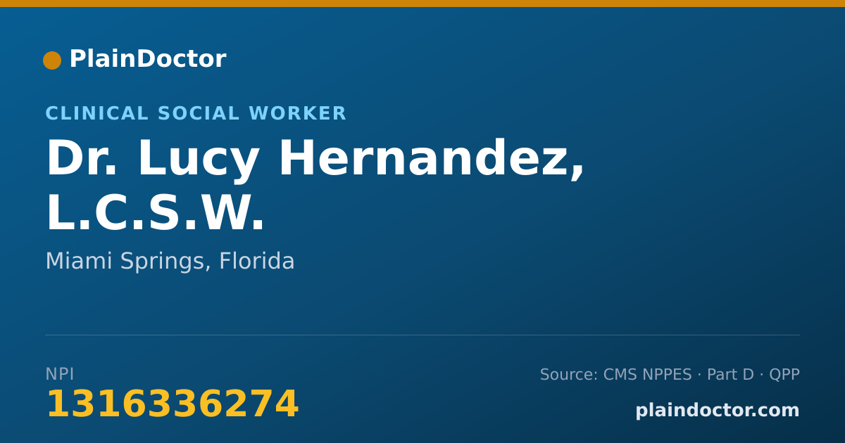 Shareable card for Lucy Hernandez, L.C.S.W. - Clinical Social Worker, Miami Springs, FL