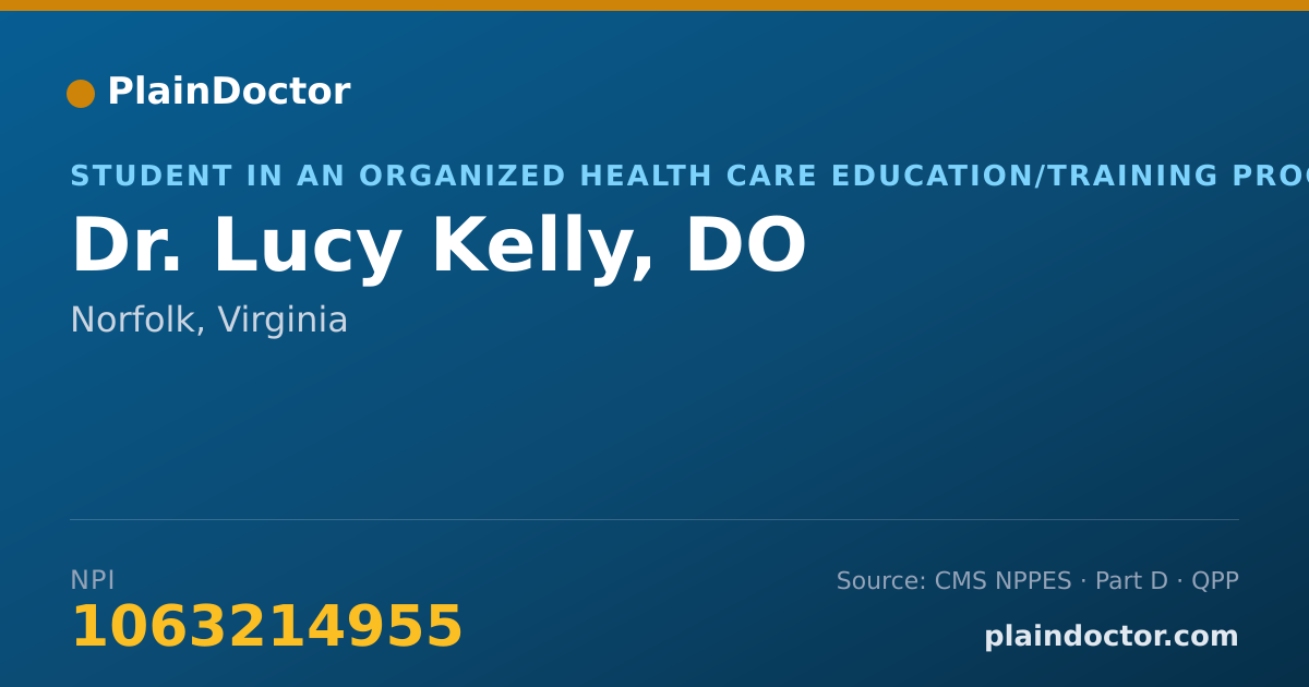 Shareable card for Lucy Kelly, DO - Student in an Organized Health Care Education/Training Program, Norfolk, VA