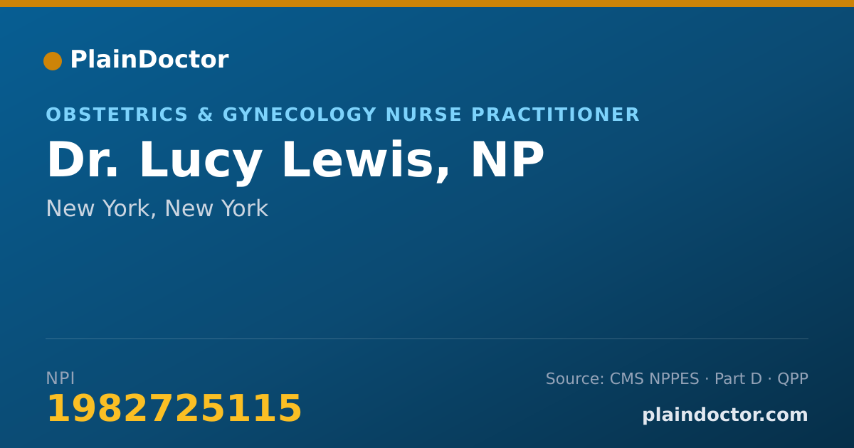 Shareable card for Lucy Lewis, NP - Obstetrics & Gynecology Nurse Practitioner, New York, NY