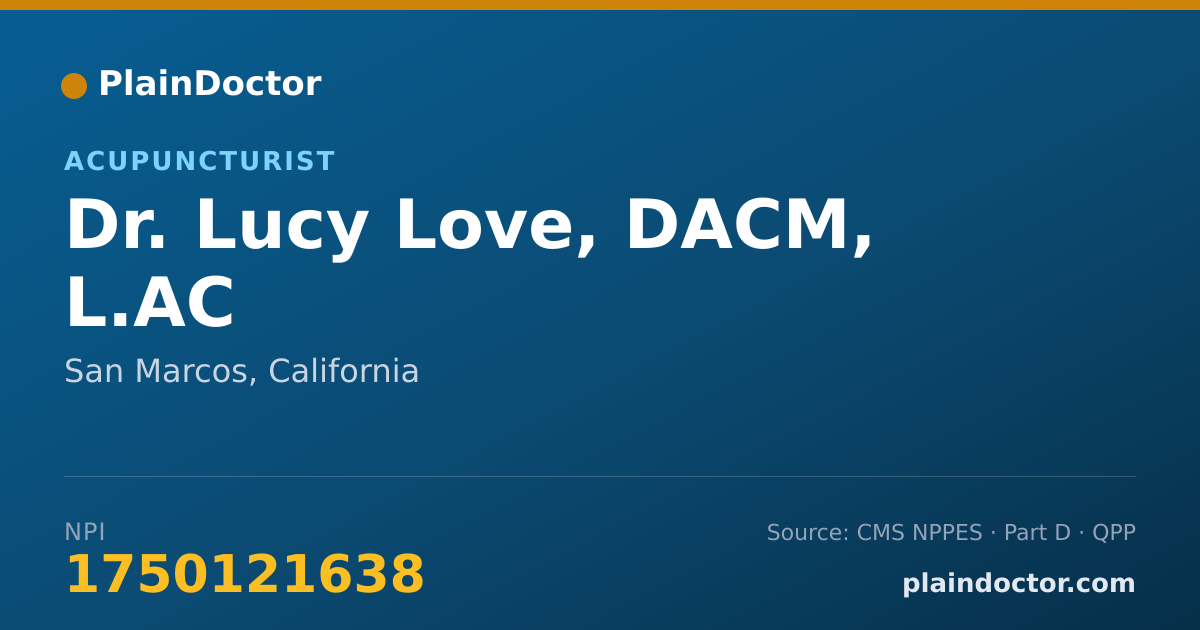 Shareable card for Lucy Love, DACM, L.AC - Acupuncturist, San Marcos, CA