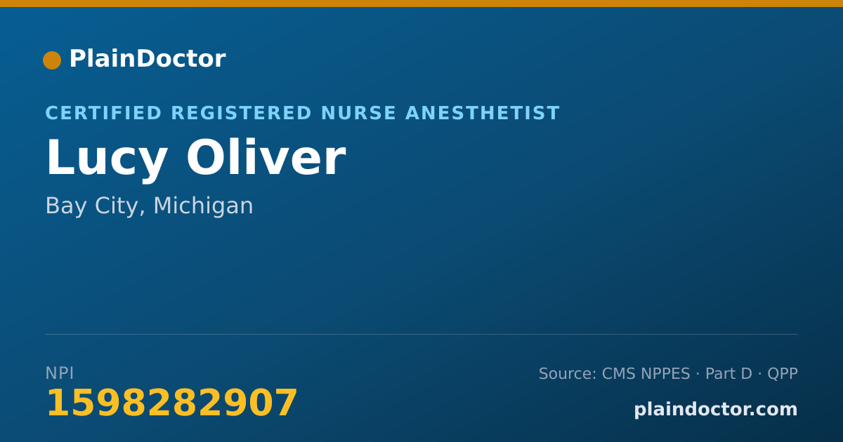 Shareable card for Lucy Oliver - Certified Registered Nurse Anesthetist, Bay City, MI