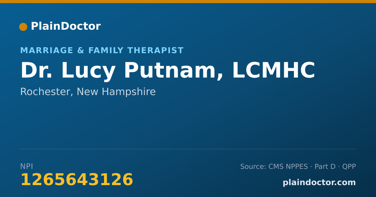 Shareable card for Lucy Putnam, LCMHC - Marriage & Family Therapist, Rochester, NH