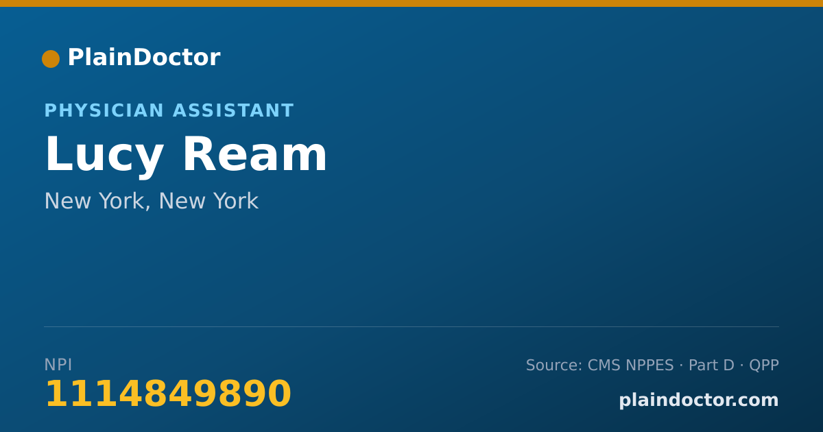 Shareable card for Lucy Ream - Physician Assistant, New York, NY