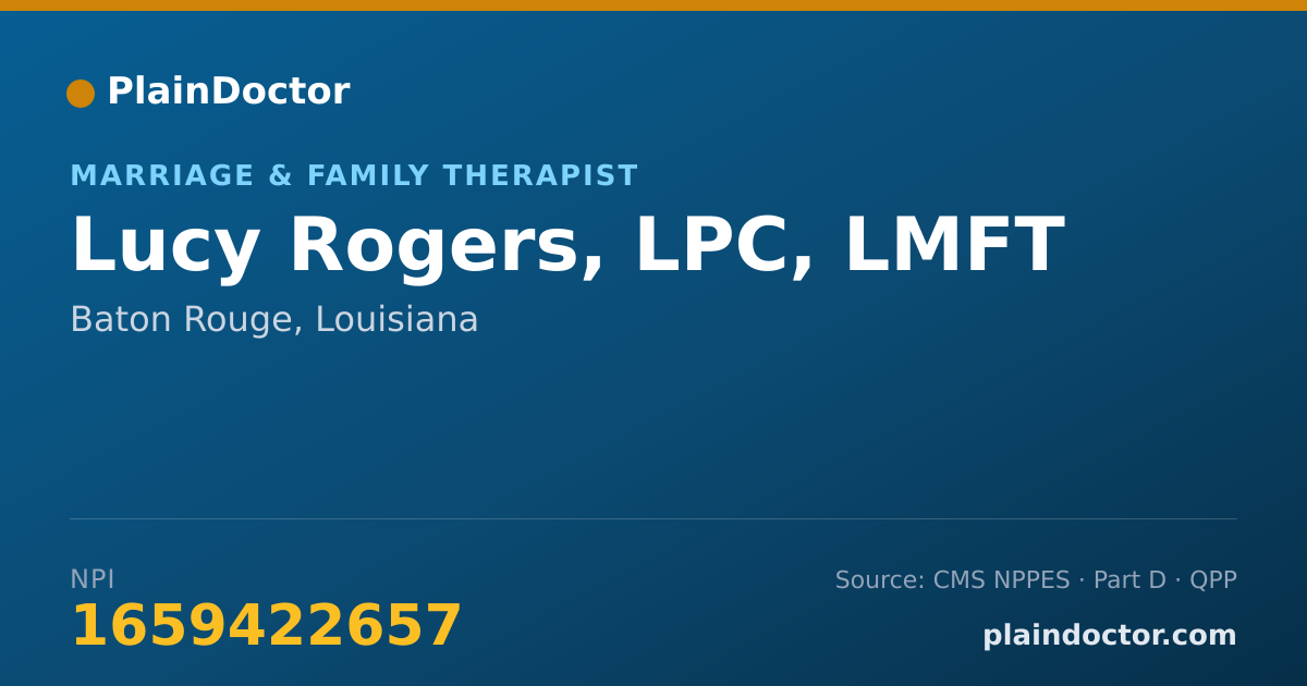 Shareable card for Lucy Rogers, LPC, LMFT - Marriage & Family Therapist, Baton Rouge, LA