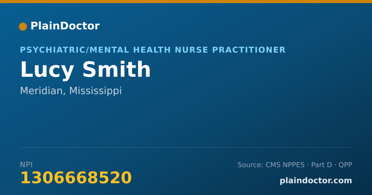 Shareable card for Lucy Smith - Psychiatric/Mental Health Nurse Practitioner, Meridian, MS
