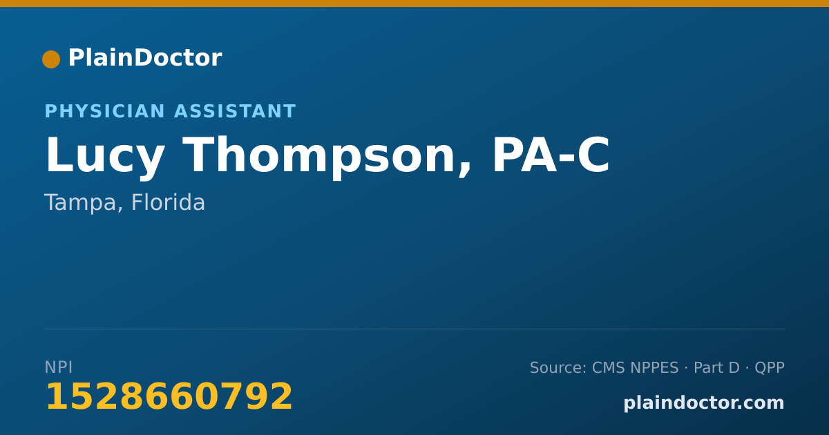 Shareable card for Lucy Thompson, PA-C - Physician Assistant, Tampa, FL