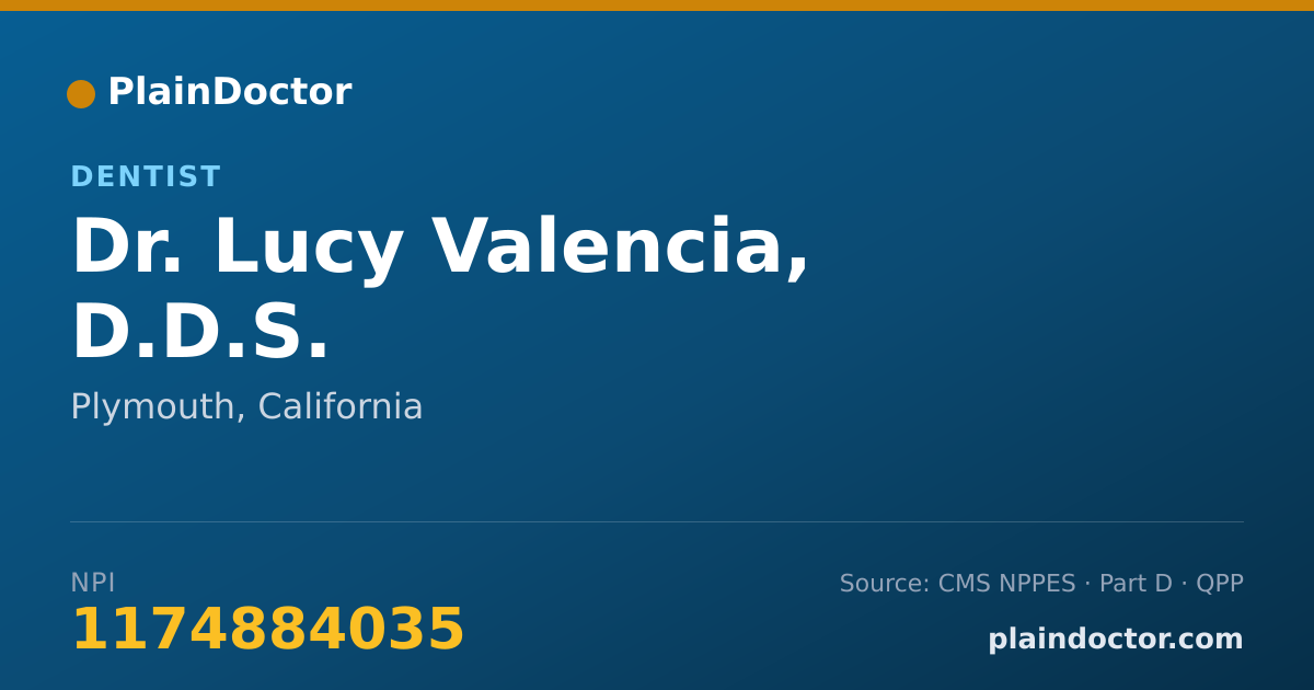 Shareable card for Lucy Valencia, D.D.S. - Dentist, Plymouth, CA