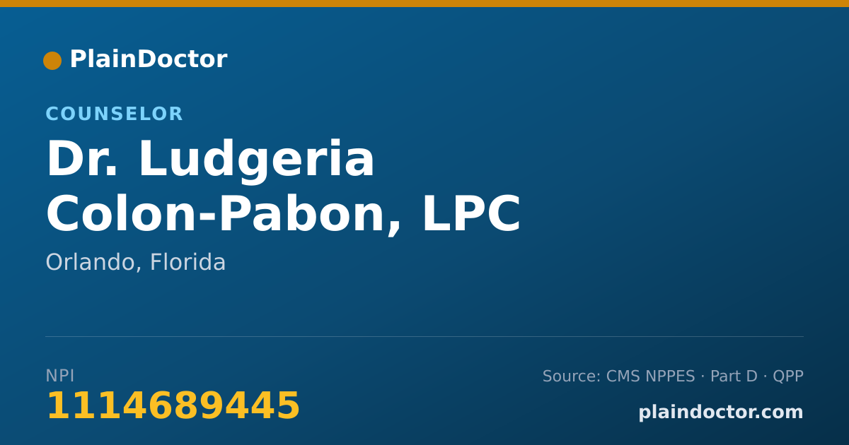 Shareable card for Ludgeria Colon-Pabon, LPC - Counselor, Orlando, FL