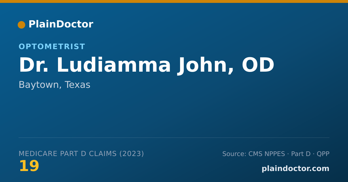 Shareable card for Ludiamma John, OD - Optometrist, Baytown, TX