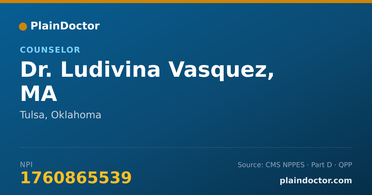Shareable card for Ludivina Vasquez, MA - Counselor, Tulsa, OK