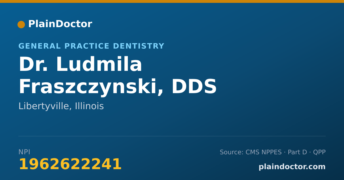 Shareable card for Ludmila Fraszczynski, DDS - General Practice Dentistry, Libertyville, IL