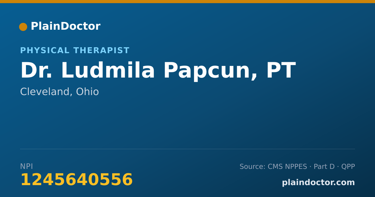 Shareable card for Ludmila Papcun, PT - Physical Therapist, Cleveland, OH