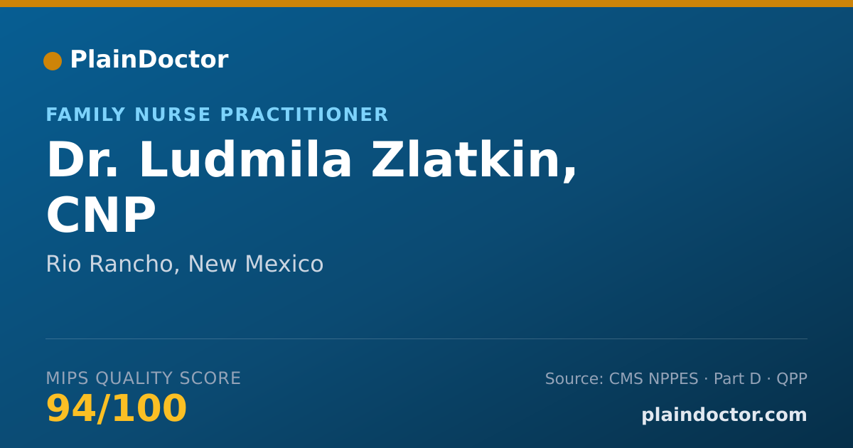 Shareable card for Ludmila Zlatkin, CNP - Family Nurse Practitioner, Rio Rancho, NM