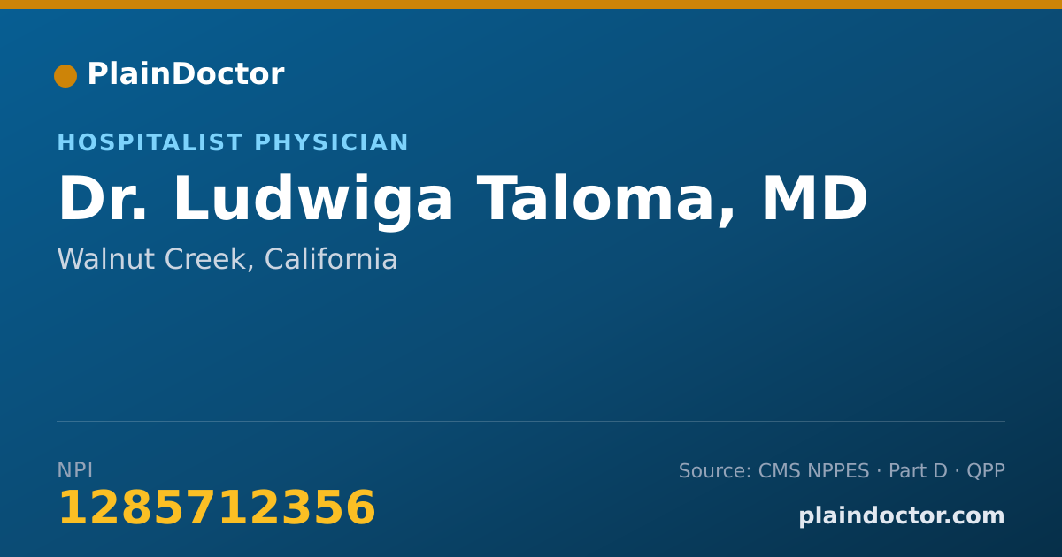 Shareable card for Ludwiga Taloma, MD - Hospitalist Physician, Walnut Creek, CA