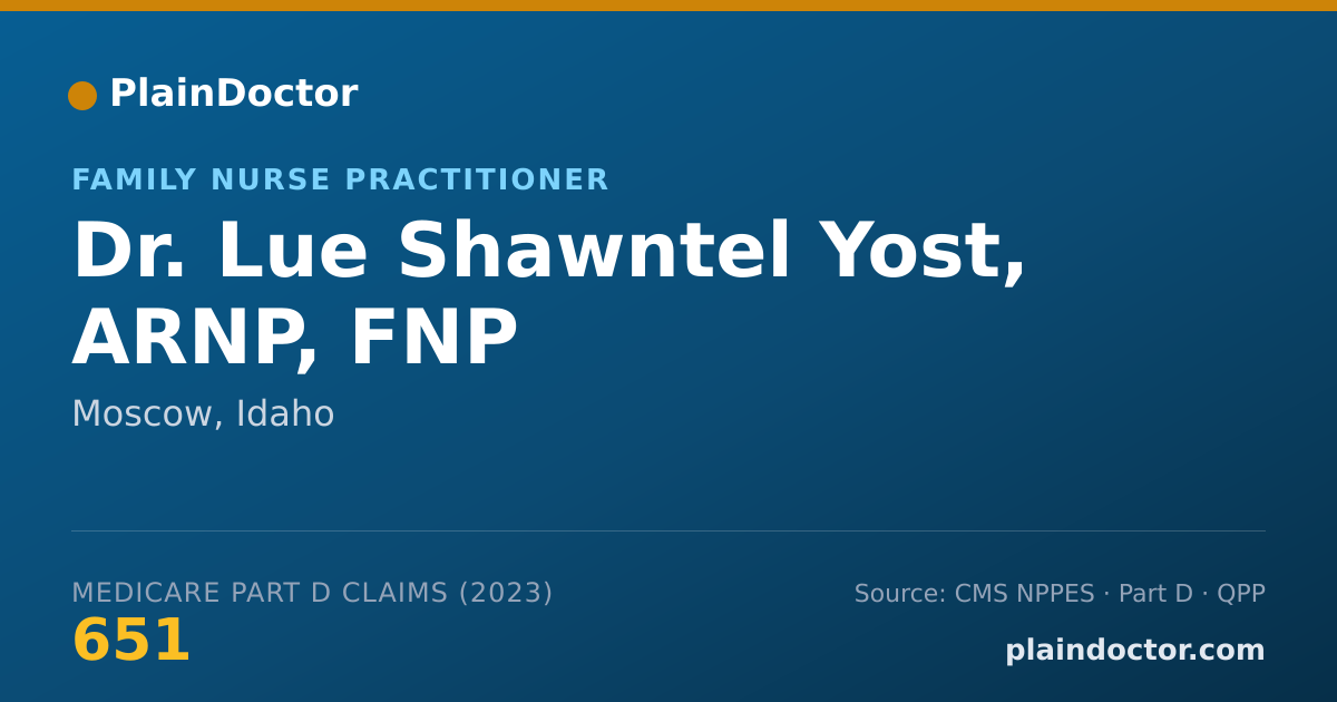 Shareable card for Lue Shawntel Yost, ARNP, FNP - Family Nurse Practitioner, Moscow, ID