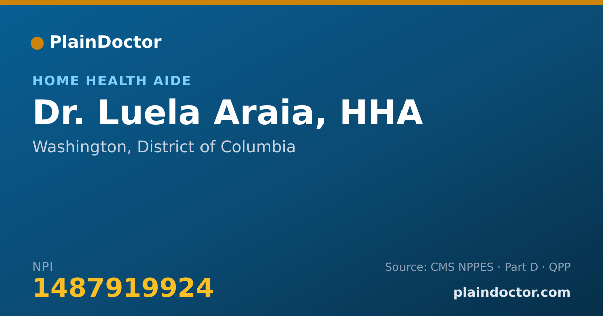 Shareable card for Luela Araia, HHA - Home Health Aide, Washington, DC