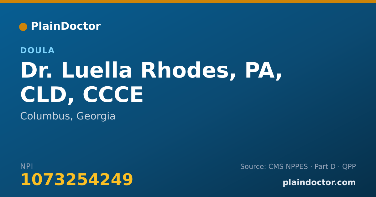 Shareable card for Luella Rhodes, PA, CLD, CCCE - Doula, Columbus, GA