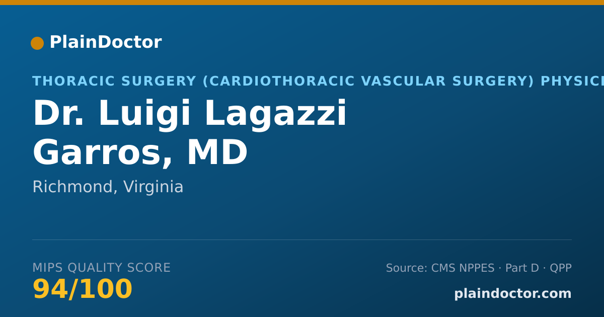 Shareable card for Luigi Lagazzi Garros, MD - Thoracic Surgery (Cardiothoracic Vascular Surgery) Physician, Richmond, VA