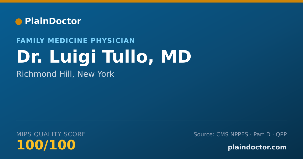 Shareable card for Luigi Tullo, MD - Family Medicine Physician, Richmond Hill, NY