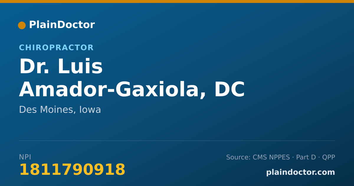 Shareable card for Luis Amador-Gaxiola, DC - Chiropractor, Des Moines, IA